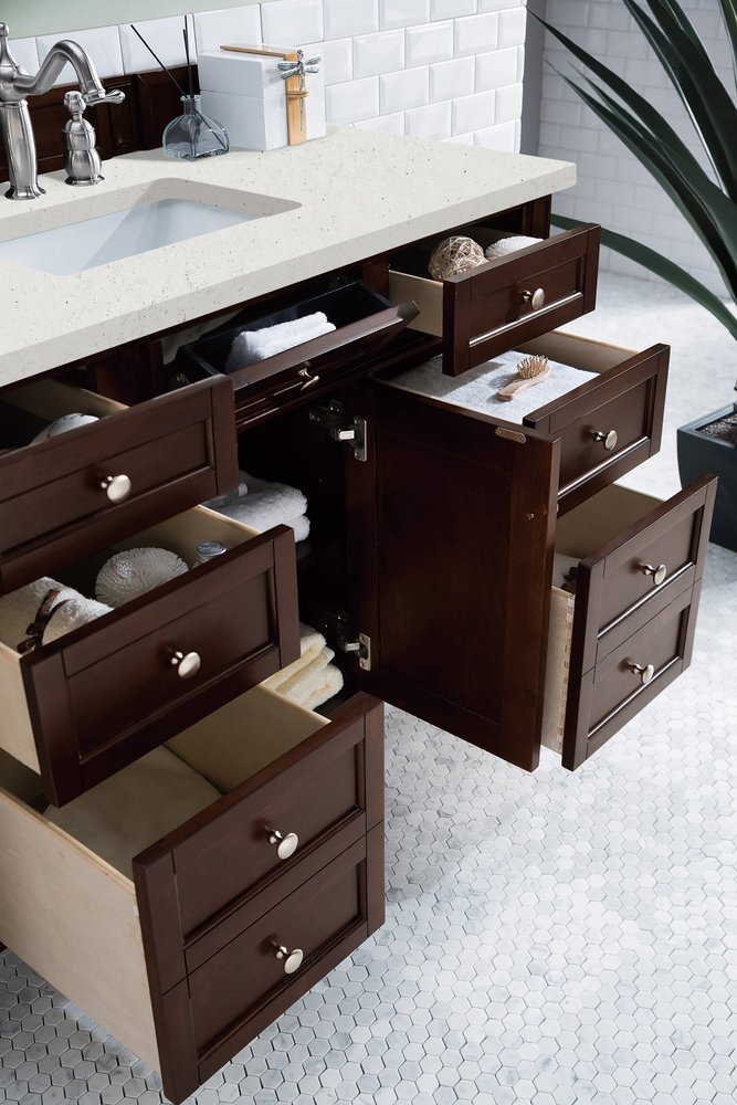 James Martin - Brittany 48" Single Vanity, Burnished Mahogany w/ 3 CM Lime Delight Silestone Top - 650-V48-BNM-3LDL view 5