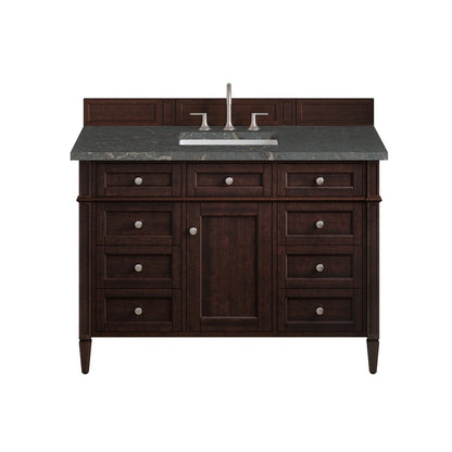 James Martin - Brittany 48" Single Vanity, Burnished Mahogany w/ 3 CM Parisien Bleu Silestone Top - 650-V48-BNM-3PBL view 1