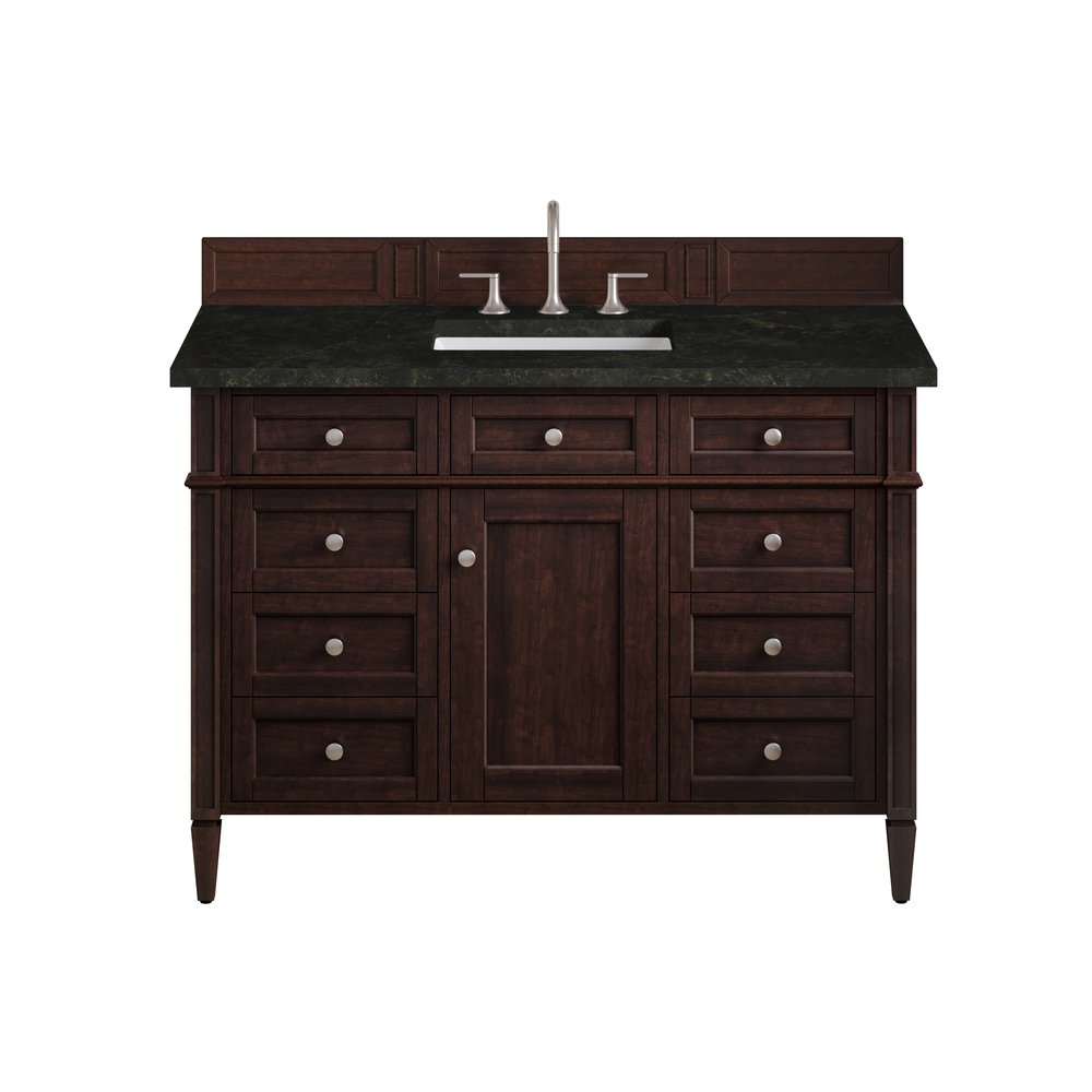 James Martin - Brittany 48" Single Vanity, Burnished Mahogany, w/ 3 CM Phantome Eclos Top - 650-V48-BNM-3PHT view 1