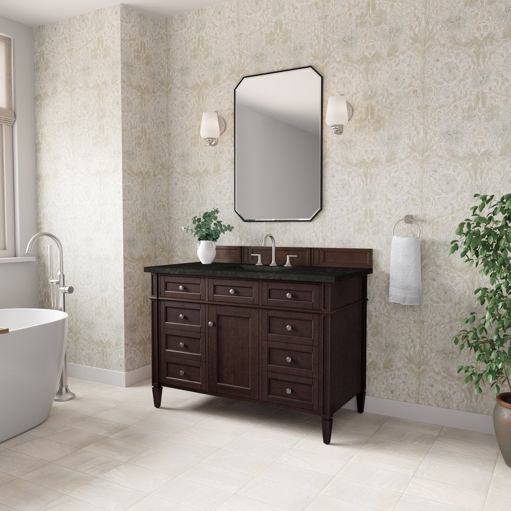 James Martin - Brittany 48" Single Vanity, Burnished Mahogany, w/ 3 CM Phantome Eclos Top - 650-V48-BNM-3PHT view 4