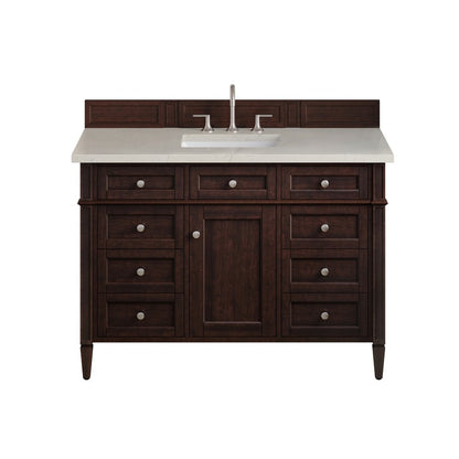 James Martin - Brittany 48" Single Vanity, Burnished Mahogany, w/ 3 CM Siberian Silestone Top - 650-V48-BNM-3SFR view 1