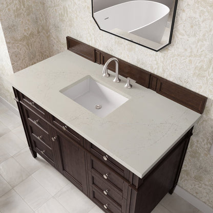 James Martin - Brittany 48" Single Vanity, Burnished Mahogany, w/ 3 CM Siberian Silestone Top - 650-V48-BNM-3SFR view 6