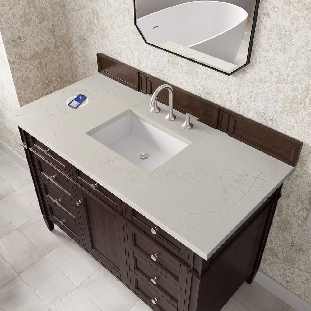 James Martin - Brittany 48" Single Vanity, Burnished Mahogany, w/ 3 CM Siberian Silestone Top w/FreePower Wireless Charger - 650-V48-BNM-FSFR view 6