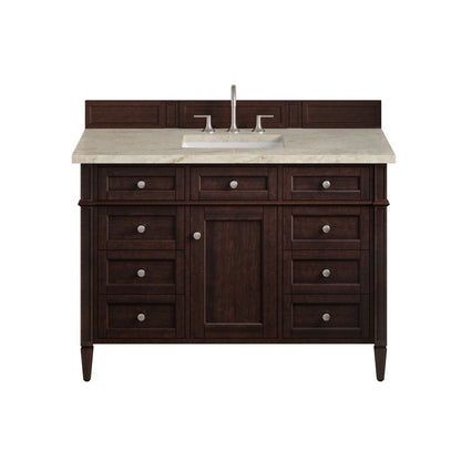 James Martin - Brittany 48" Single Vanity, Burnished Mahogany, w/ 3 CM Tajnar Eclos Top - 650-V48-BNM-3TJR view 1