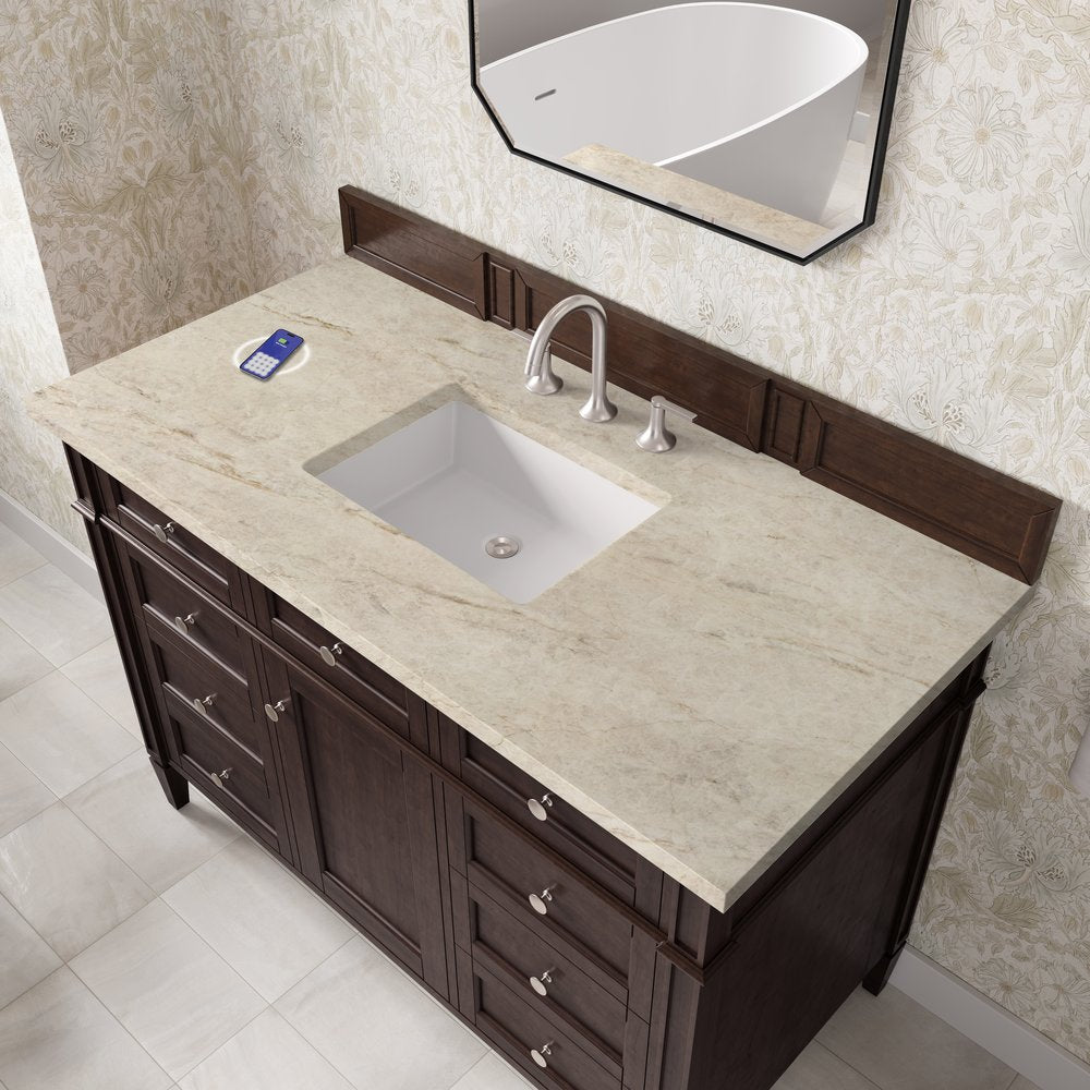 James Martin - Brittany 48" Single Vanity, Burnished Mahogany, w/ 3 CM Tajnar Eclos Top w/FreePower Wireless Charger - 650-V48-BNM-FTJR view 6