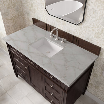 James Martin - Brittany 48" Single Vanity, Burnished Mahogany w/ 3 CM Victorian Silver Silestone Top - 650-V48-BNM-3VSL view 7
