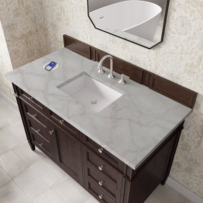 James Martin - Brittany 48" Single Vanity, Burnished Mahogany w/ 3 CM Victorian Silver Silestone Top w/FreePower Wireless Charger - 650-V48-BNM-FVSL view 7