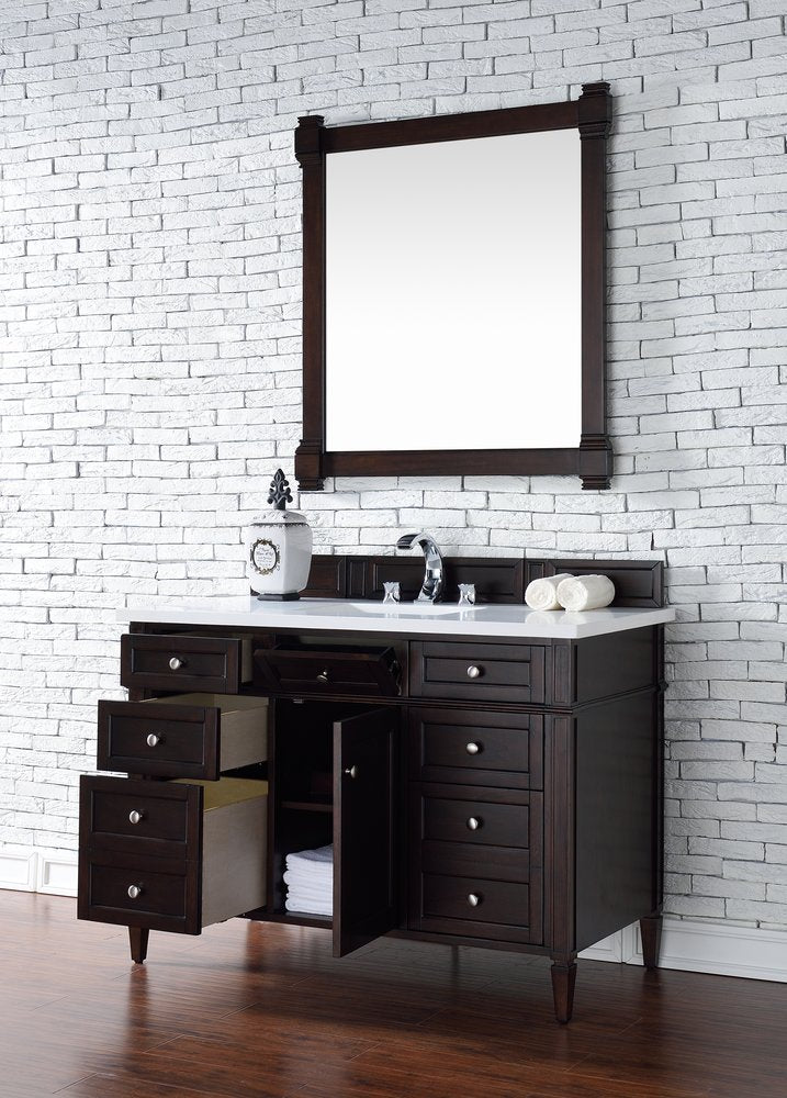 James Martin - Brittany 48" Single Vanity, Burnished Mahogany w/ 3 CM White Zeus Silestone Top - 650-V48-BNM-3WZ view 5