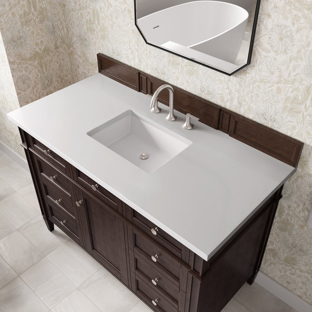 James Martin - Brittany 48" Single Vanity, Burnished Mahogany w/ 3 CM White Zeus Silestone Top - 650-V48-BNM-3WZ view 7