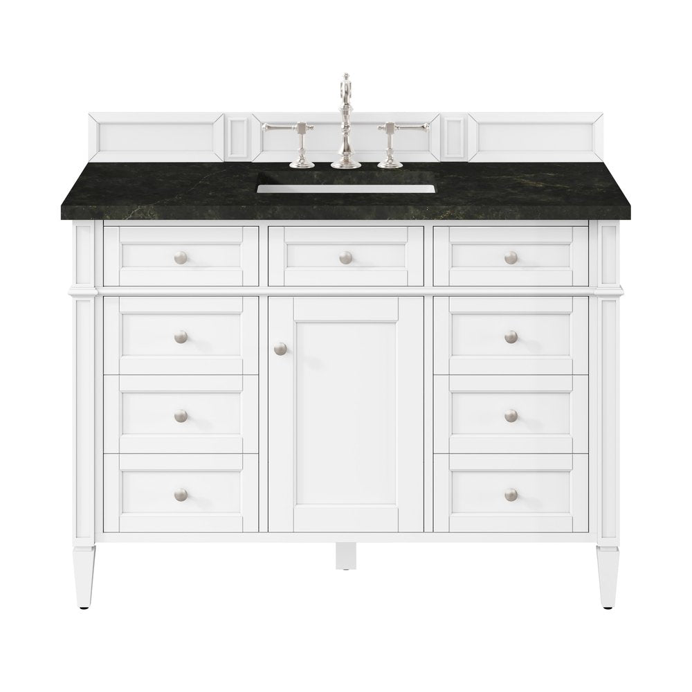 James Martin - Brittany 48" Single Vanity in Bright White, w/ 3 CM Phantome Eclos Top - 655-V48-BW-3PHT view 1