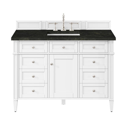 James Martin - Brittany 48" Single Vanity in Bright White, w/ 3 CM Phantome Eclos Top - 655-V48-BW-3PHT view 1
