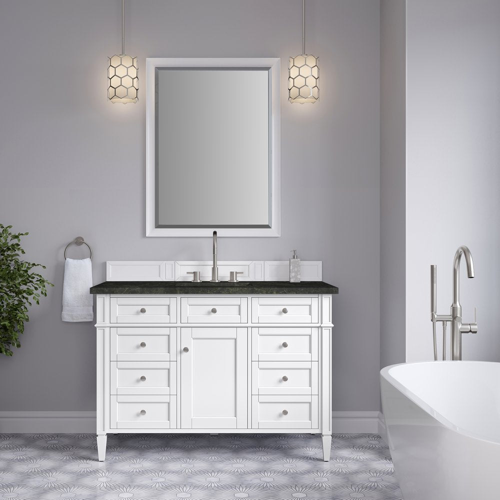 James Martin - Brittany 48" Single Vanity in Bright White, w/ 3 CM Phantome Eclos Top - 655-V48-BW-3PHT view 3