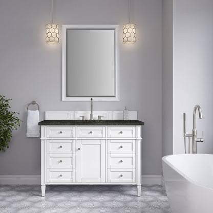 James Martin - Brittany 48" Single Vanity in Bright White, w/ 3 CM Phantome Eclos Top - 655-V48-BW-3PHT view 3