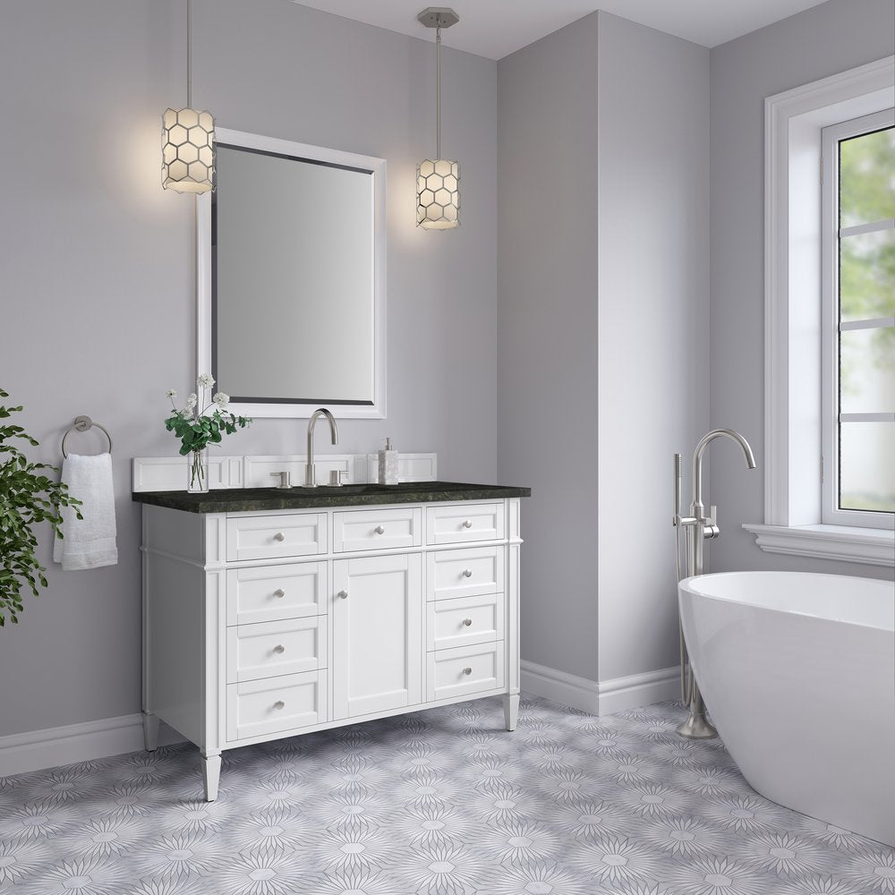 James Martin - Brittany 48" Single Vanity in Bright White, w/ 3 CM Phantome Eclos Top - 655-V48-BW-3PHT view 4