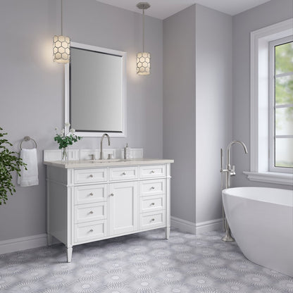 James Martin - Brittany 48" Single Vanity in Bright White, w/ 3 CM Siberian Silestone Top - 655-V48-BW-3SFR view 4
