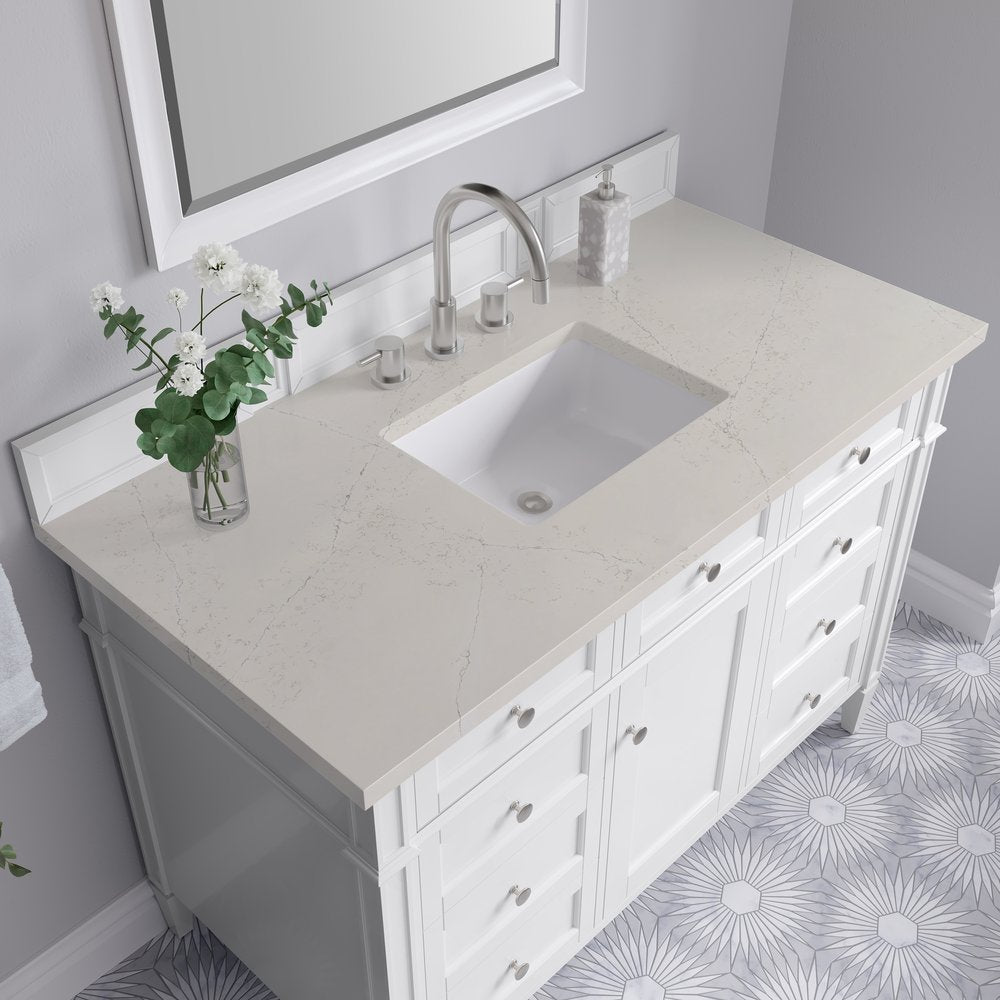 James Martin - Brittany 48" Single Vanity in Bright White, w/ 3 CM Siberian Silestone Top - 655-V48-BW-3SFR view 6