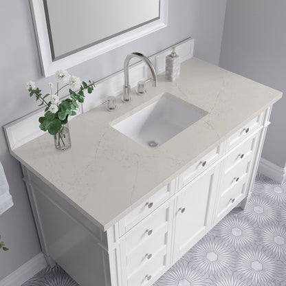 James Martin - Brittany 48" Single Vanity in Bright White, w/ 3 CM Siberian Silestone Top - 655-V48-BW-3SFR view 6