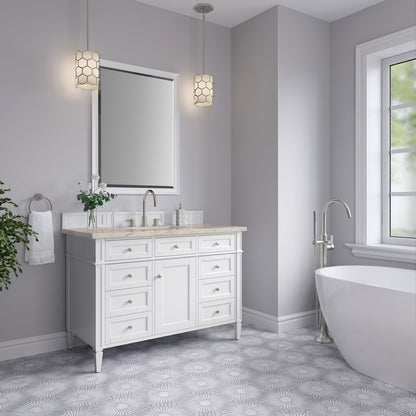 James Martin - Brittany 48" Single Vanity in Bright White, w/ 3 CM Tajnar Eclos Top - 655-V48-BW-3TJR view 4