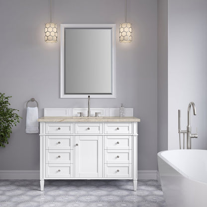 James Martin - Brittany 48" Single Vanity in Bright White, w/ 3 CM Tajnar Eclos Top w/FreePower Wireless Charger - 655-V48-BW-FTJR view 3