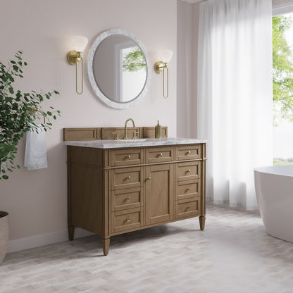 James Martin - Brittany 48" Single Vanity, Pecan w/ 3 CM Carrara Marble Top - 655-V48-PCN-3CAR view 4