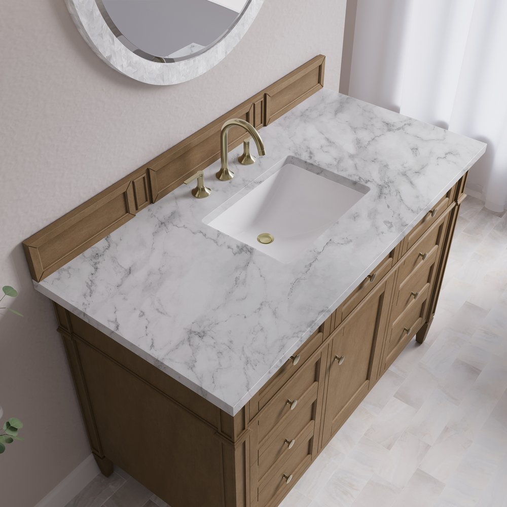 James Martin - Brittany 48" Single Vanity, Pecan w/ 3 CM Carrara Marble Top - 655-V48-PCN-3CAR view 8