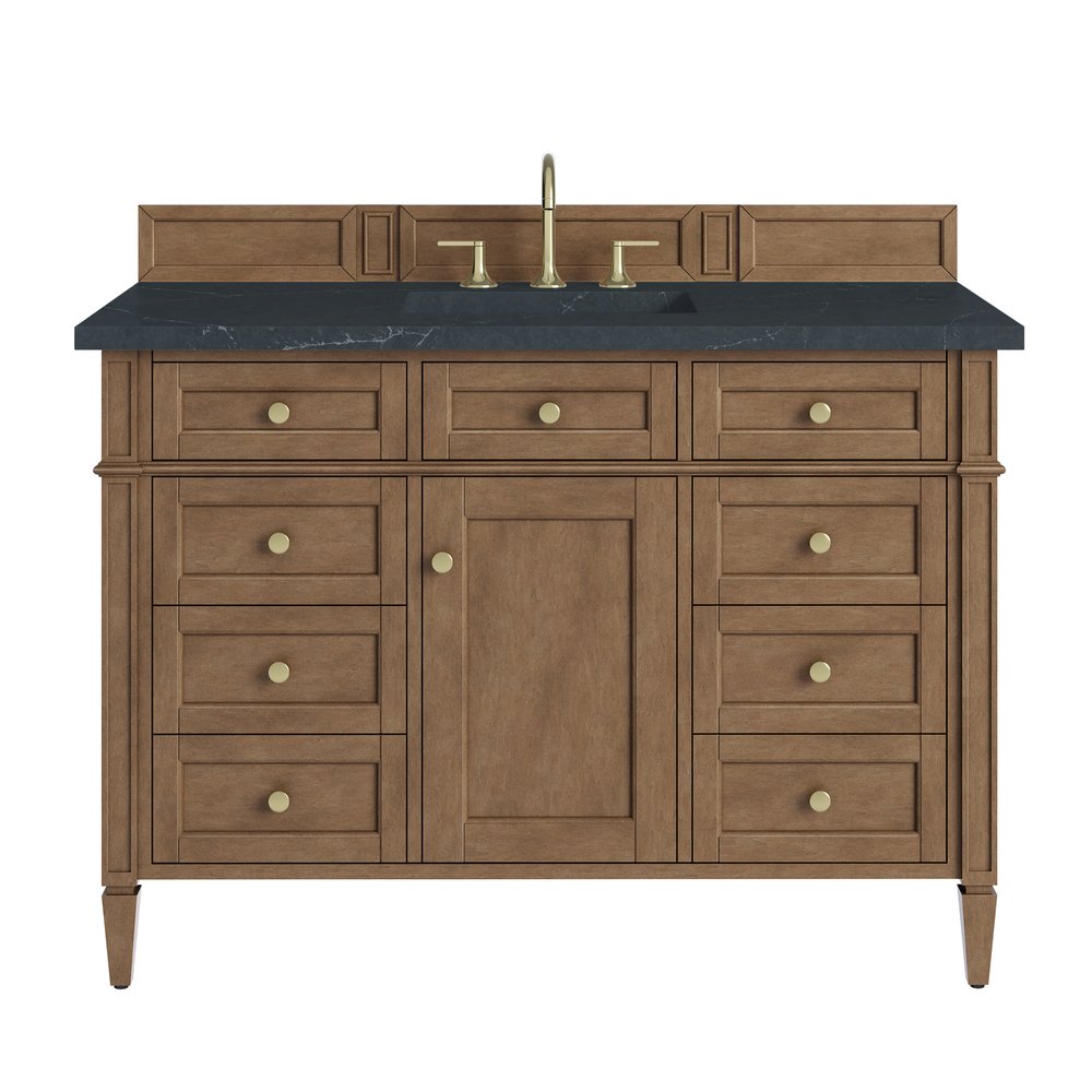 James Martin - Brittany 48" Single Vanity, Pecan w/ 3 CM Charcoal Soapstone Silestone Top - 655-V48-PCN-3CSP view 1