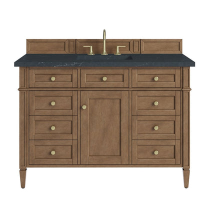James Martin - Brittany 48" Single Vanity, Pecan w/ 3 CM Charcoal Soapstone Silestone Top - 655-V48-PCN-3CSP view 1