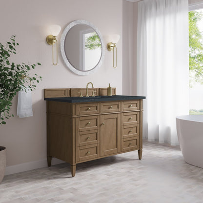 James Martin - Brittany 48" Single Vanity, Pecan w/ 3 CM Charcoal Soapstone Silestone Top - 655-V48-PCN-3CSP view 4