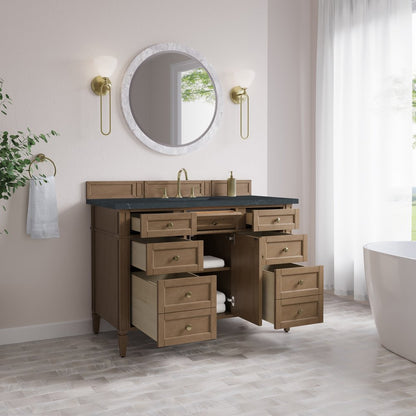 James Martin - Brittany 48" Single Vanity, Pecan w/ 3 CM Charcoal Soapstone Silestone Top - 655-V48-PCN-3CSP view 5
