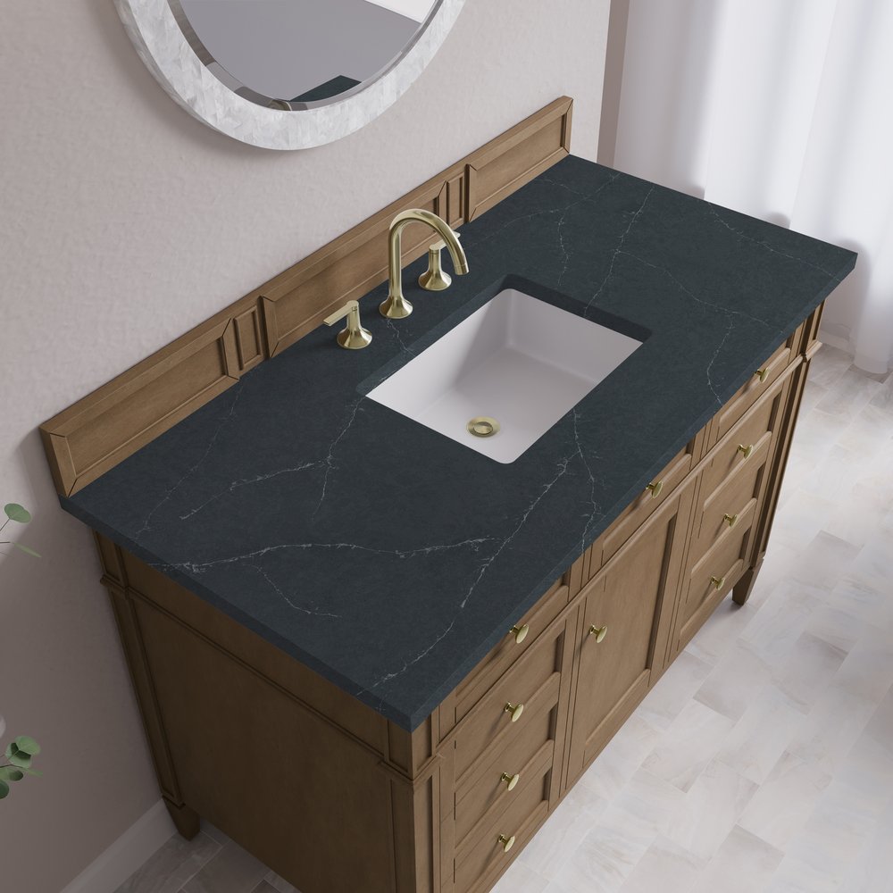James Martin - Brittany 48" Single Vanity, Pecan w/ 3 CM Charcoal Soapstone Silestone Top - 655-V48-PCN-3CSP view 8