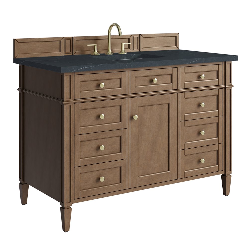 James Martin - Brittany 48" Single Vanity, Pecan w/ 3 CM Charcoal Soapstone Silestone Top - 655-V48-PCN-3CSP view 11