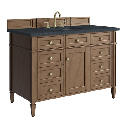 James Martin - Brittany 48" Single Vanity, Pecan w/ 3 CM Charcoal Soapstone Silestone Top - 655-V48-PCN-3CSP view 11
