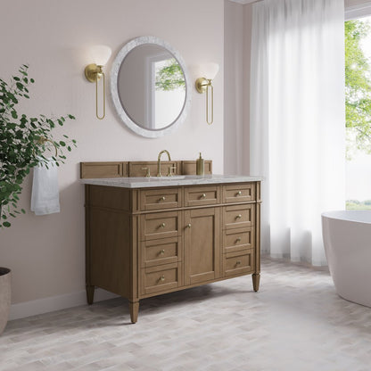 James Martin - Brittany 48" Single Vanity, Pecan w/ 3 CM Eternal Jasmine Pearl Silestone Top - 655-V48-PCN-3EJP view 4