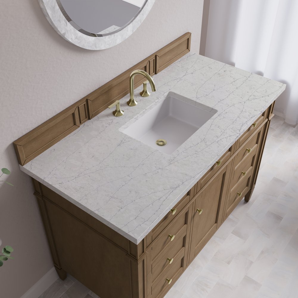 James Martin - Brittany 48" Single Vanity, Pecan w/ 3 CM Eternal Jasmine Pearl Silestone Top - 655-V48-PCN-3EJP view 8
