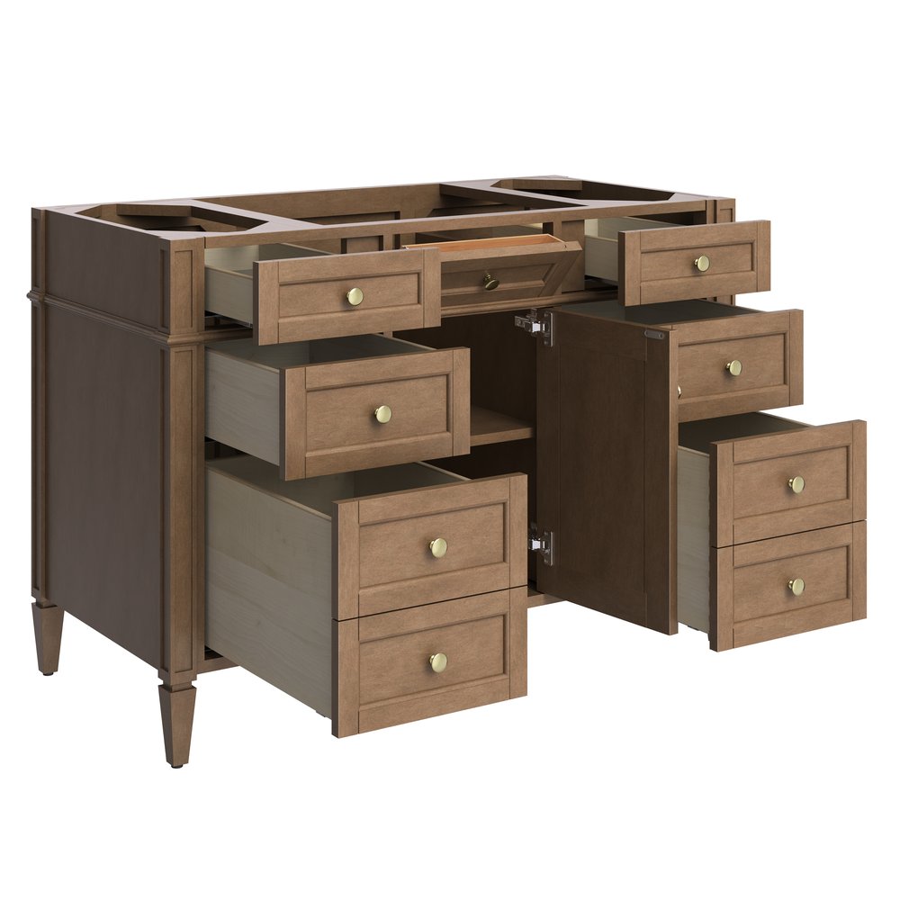 James Martin - Brittany 48" Single Vanity, Pecan w/ 3 CM Eternal Jasmine Pearl Silestone Top - 655-V48-PCN-3EJP view 9