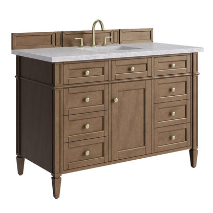 James Martin - Brittany 48" Single Vanity, Pecan w/ 3 CM Eternal Jasmine Pearl Silestone Top - 655-V48-PCN-3EJP view 11