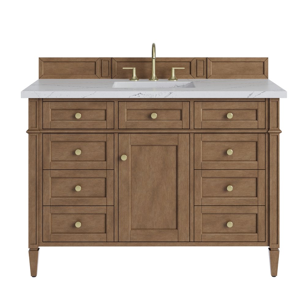 James Martin - Brittany 48" Single Vanity, Pecan w/ 3 CM Ethereal Noctis Silestone Top - 655-V48-PCN-3ENC view 1