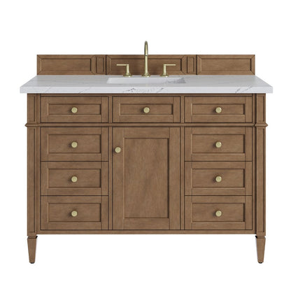 James Martin - Brittany 48" Single Vanity, Pecan w/ 3 CM Ethereal Noctis Silestone Top - 655-V48-PCN-3ENC view 1