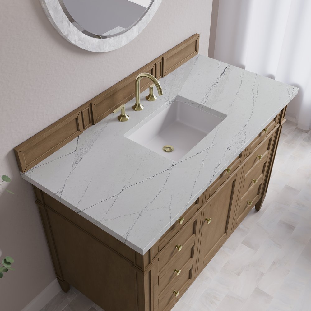 James Martin - Brittany 48" Single Vanity, Pecan w/ 3 CM Ethereal Noctis Silestone Top - 655-V48-PCN-3ENC view 8