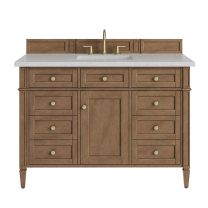 James Martin - Brittany 48" Single Vanity, Pecan w/ 3 CM Lime Delight Silestone Top - 655-V48-PCN-3LDL view 1