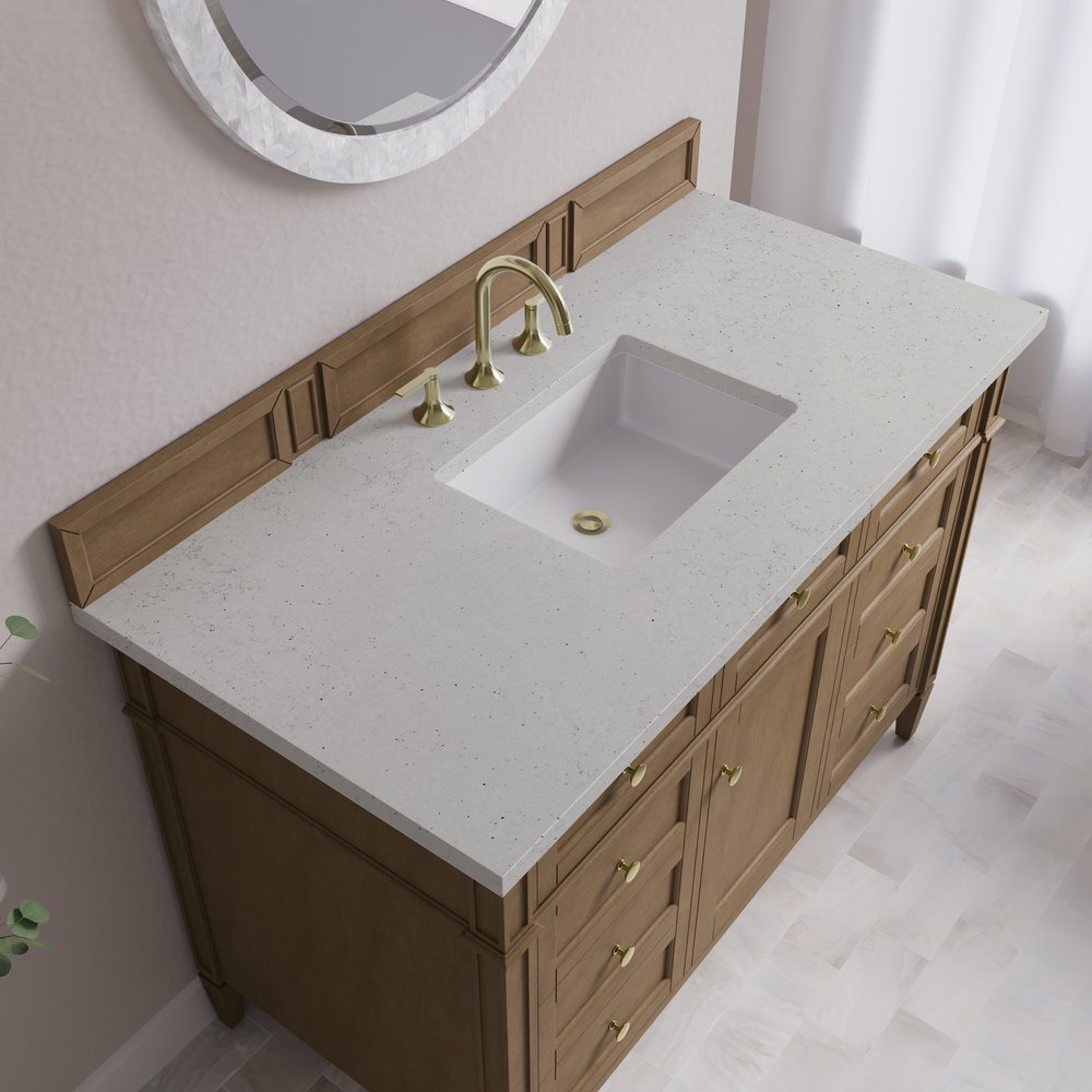 James Martin - Brittany 48" Single Vanity, Pecan w/ 3 CM Lime Delight Silestone Top - 655-V48-PCN-3LDL view 8