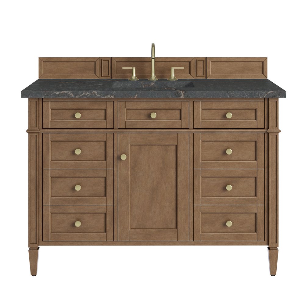 James Martin - Brittany 48" Single Vanity, Pecan w/ 3 CM Parisien Bleu Silestone Top - 655-V48-PCN-3PBL view 1