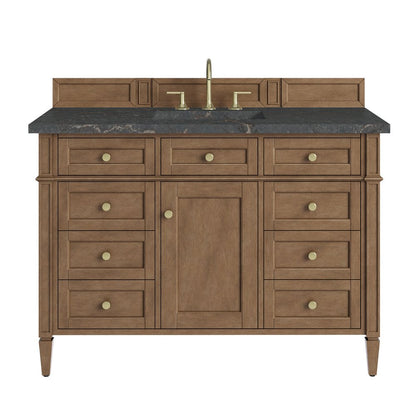James Martin - Brittany 48" Single Vanity, Pecan w/ 3 CM Parisien Bleu Silestone Top - 655-V48-PCN-3PBL view 1