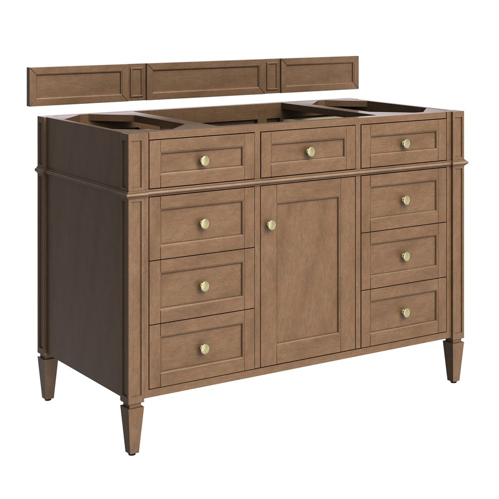 James Martin - Brittany 48" Single Vanity, Pecan w/ 3 CM Parisien Bleu Silestone Top - 655-V48-PCN-3PBL view 2