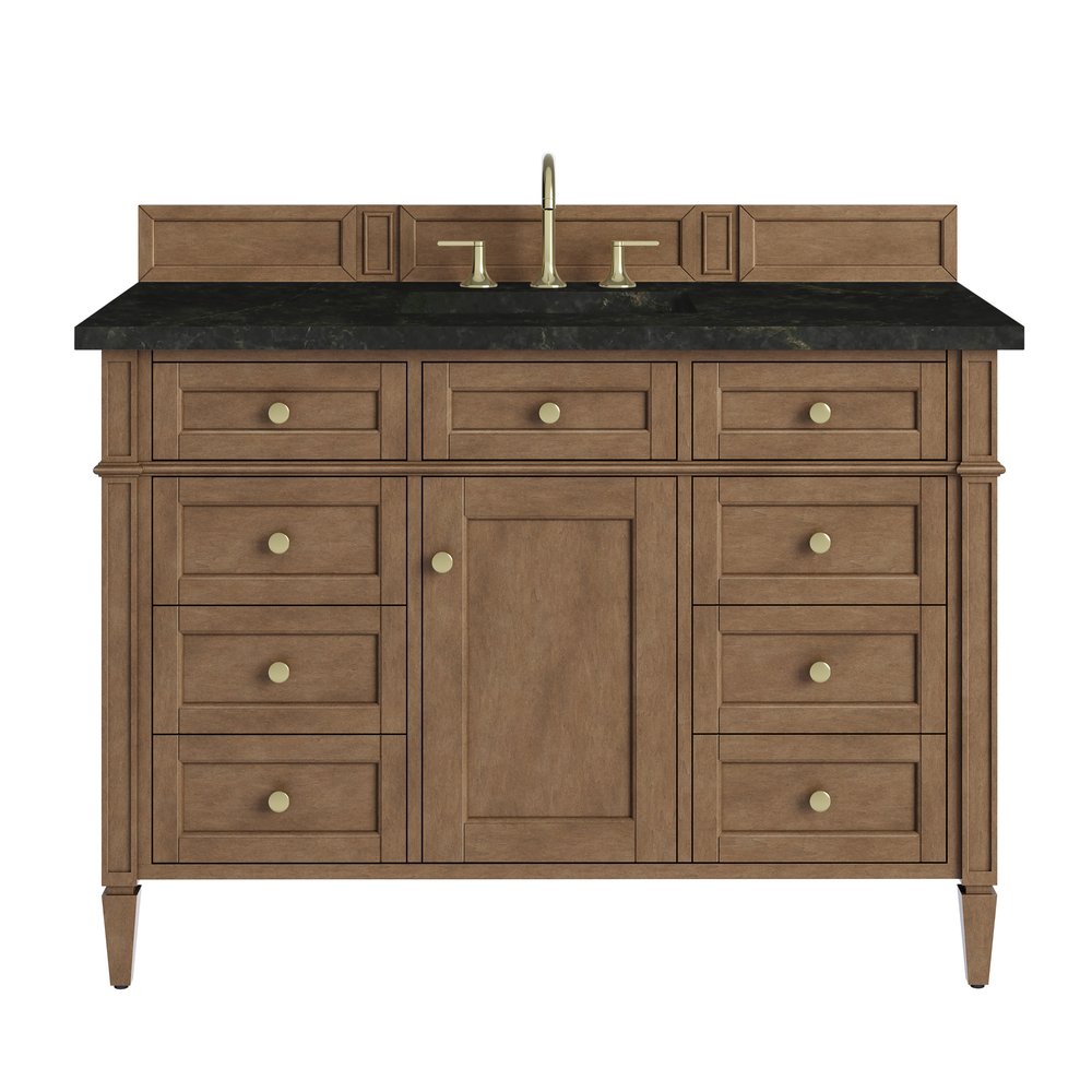 James Martin - Brittany 48" Single Vanity, Pecan w/ 3 CM Phantome Eclos Top - 655-V48-PCN-3PHT view 1