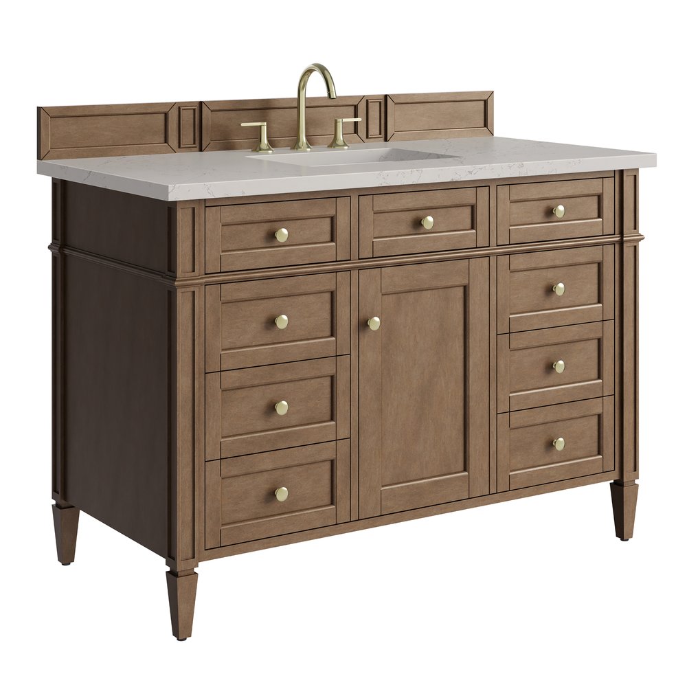 James Martin - Brittany 48" Single Vanity, Pecan w/ 3 CM Siberian Silestone Top - 655-V48-PCN-3SFR view 11