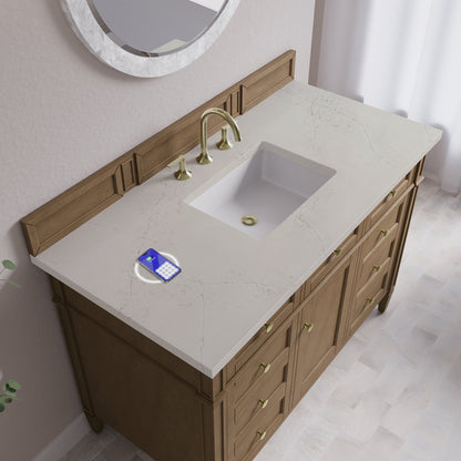 James Martin - Brittany 48" Single Vanity, Pecan w/ 3 CM Siberian Silestone Top w/FreePower Wireless Charger - 655-V48-PCN-FSFR view 8
