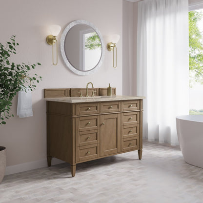 James Martin - Brittany 48" Single Vanity, Pecan w/ 3 CM Tajnar Eclos Top - 655-V48-PCN-3TJR view 4