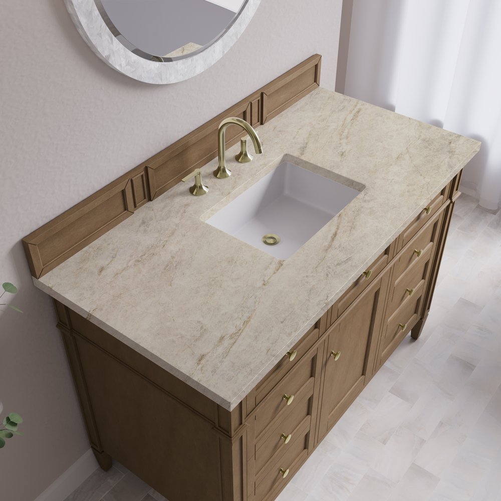 James Martin - Brittany 48" Single Vanity, Pecan w/ 3 CM Tajnar Eclos Top - 655-V48-PCN-3TJR view 8