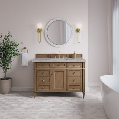 James Martin - Brittany 48" Single Vanity, Pecan w/ 3 CM Victorian Silver Silestone Top - 655-V48-PCN-3VSL view 3